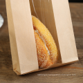 Bread Baking Food Bag Kraft Paper Square Bottom Packaging Bag Customized with Window